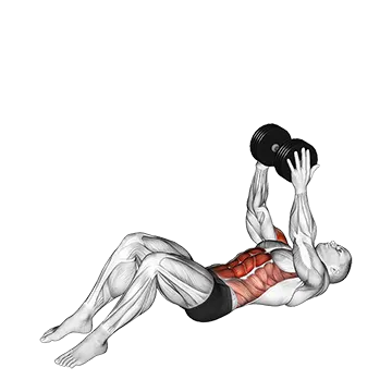 Dumbbell Overhead Sit Up - Exclusive get you ultimate Strength for Rectus Abdominis from X health blend   Animated Exercise  Library