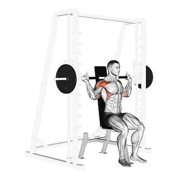 Smith Behind Neck Press - Exclusive get you ultimate Strength for Deltoids from X health blend   Animated Exercise  Library