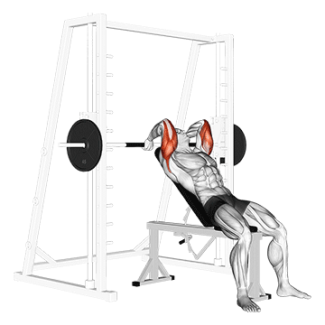 Smith Machine Incline Tricep Extension - Exclusive get you ultimate Strength for Triceps from X health blend   Animated Exercise  Library