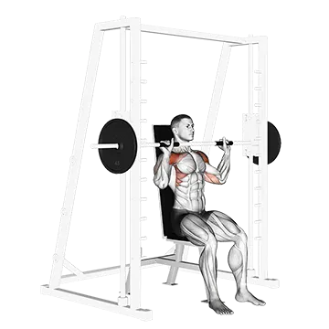 Smith Seated Shoulder Press - Exclusive get you ultimate Strength for Deltoids from X health blend   Animated Exercise  Library